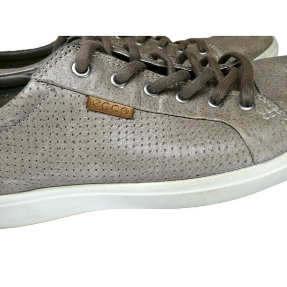 Ecco Soft 7 Mens Size 45 Us 11-11.5 Perforated‎ Leather Sneakers Grey Taupe - Picture 6 of 14